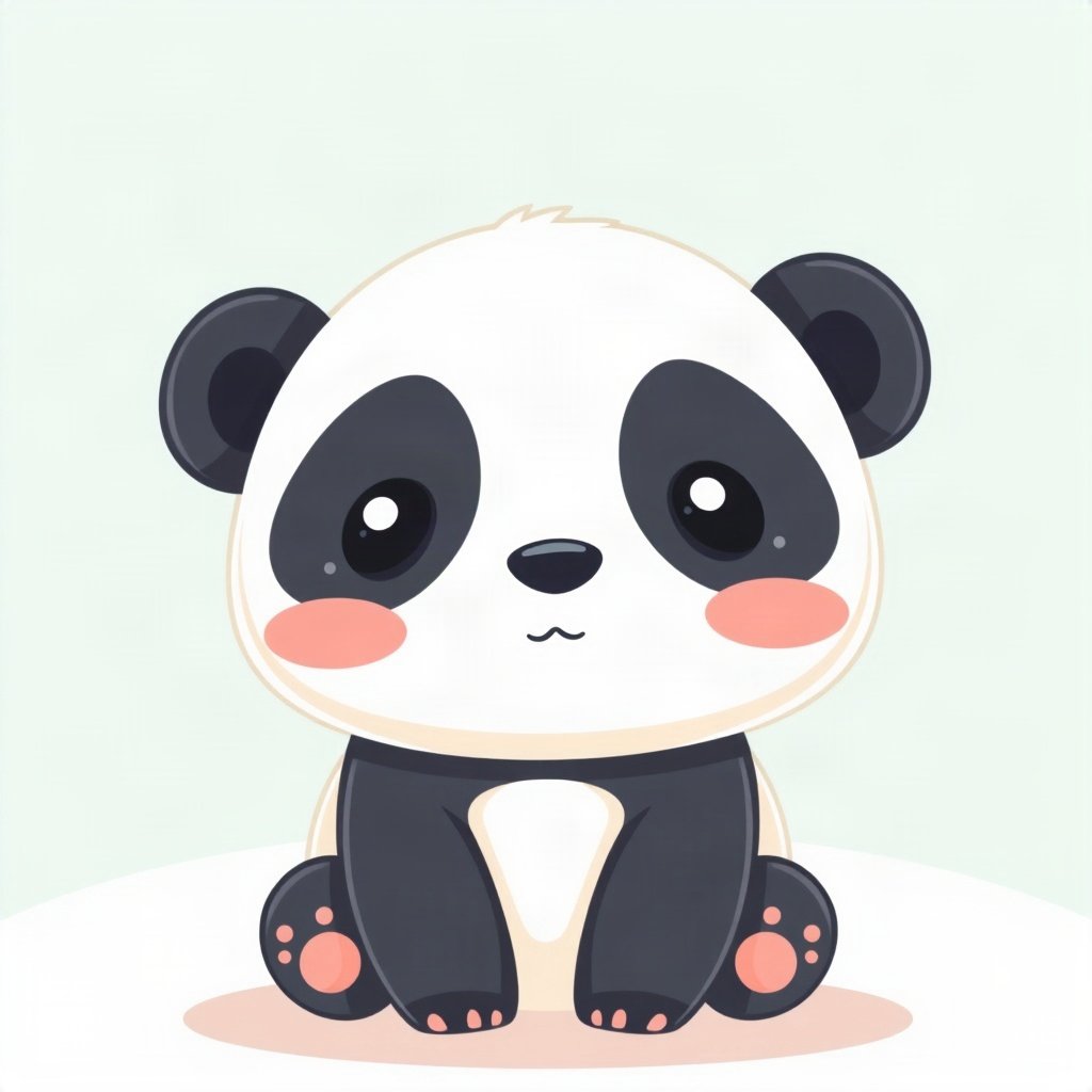 cute pfp — baby panda, mint and cream palette, rosy blush cheeks