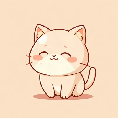 cute pfp — mochi-shaped kitten, peach and cream palette, closed happy eyes