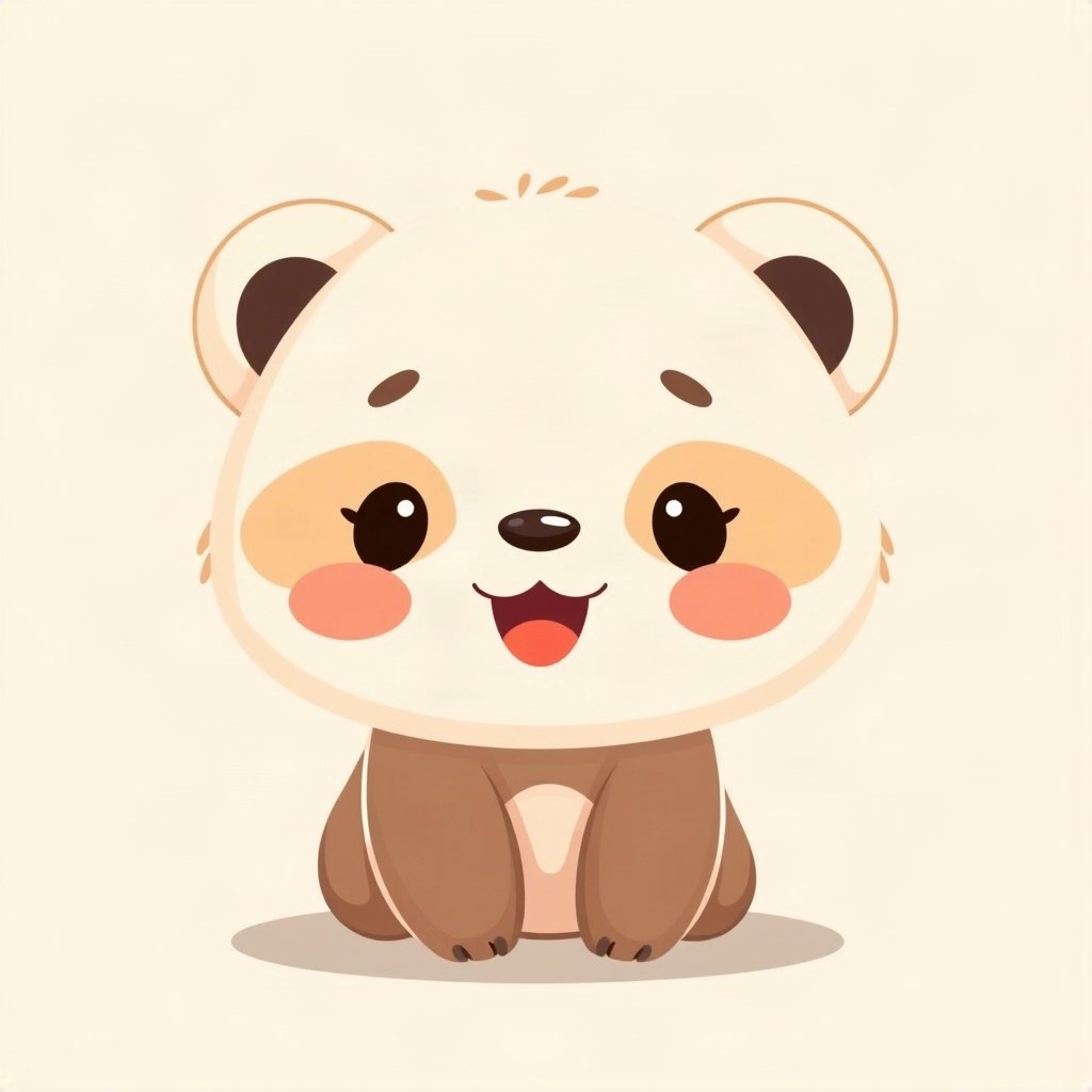 cute pfp — baby panda, peach and cream palette, tiny open-mouth smile