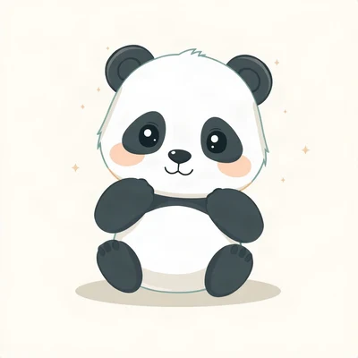 cute pfp — baby panda, mint and cream palette, small sparkles around