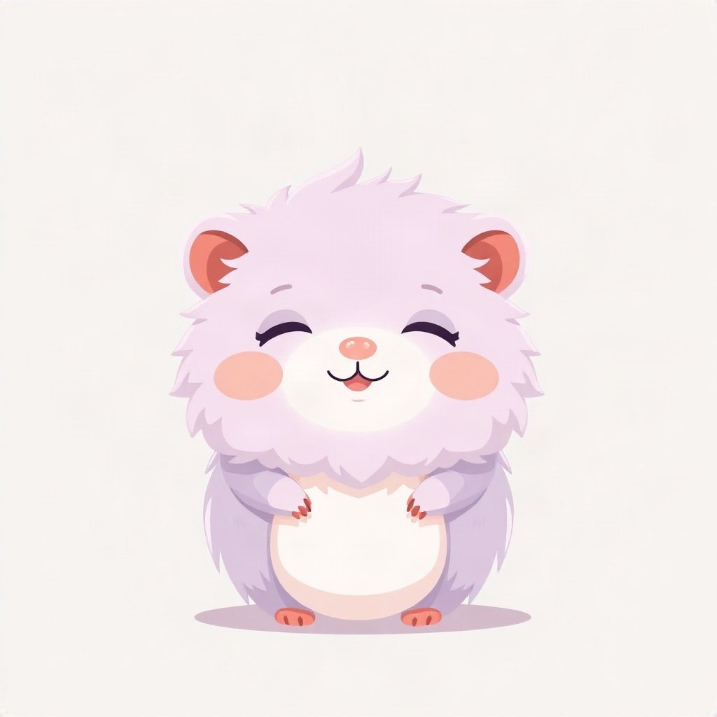 cute pfp — round fluffy hamster, lavender blush palette, closed happy eyes
