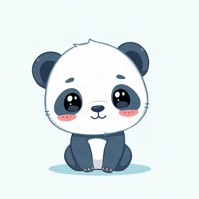 cute pfp — baby panda, soft sky blue palette, rosy blush cheeks