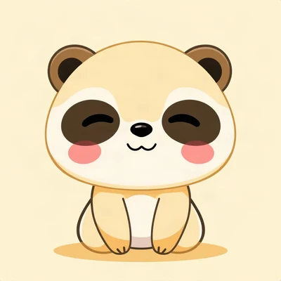 cute pfp — baby panda, butter yellow palette, closed happy eyes