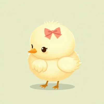 cute pfp — fluffy baby chick, sage green pastel palette, tiny bow on head