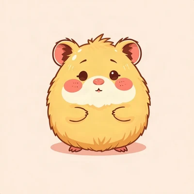 cute pfp — round fluffy hamster, butter yellow palette, rosy blush cheeks