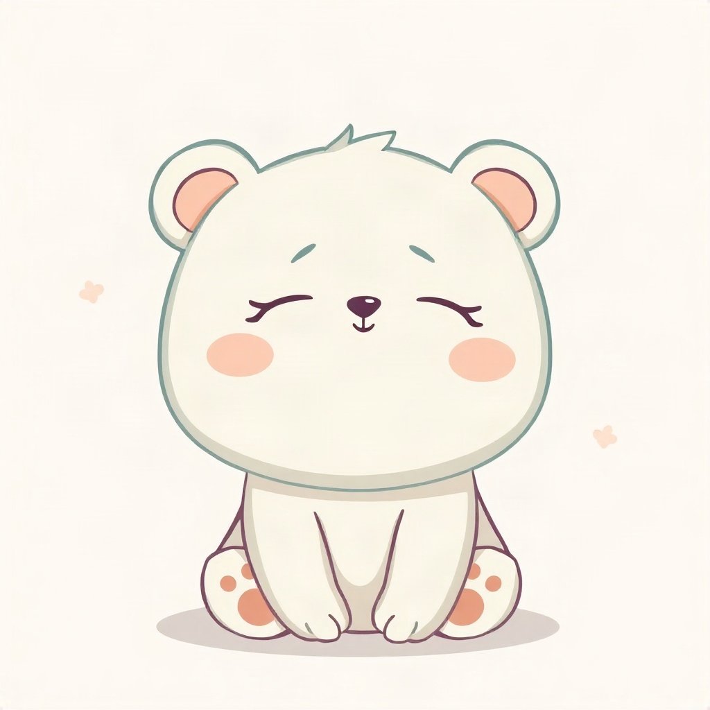 cute pfp — sleepy bear cub, mint and cream palette, tiny open-mouth smile