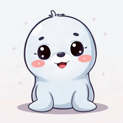 cute pfp — happy seal pup, soft sky blue palette, small sparkles around