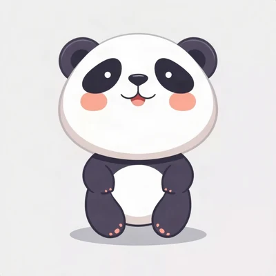 cute pfp — baby panda, lavender blush palette, rosy blush cheeks