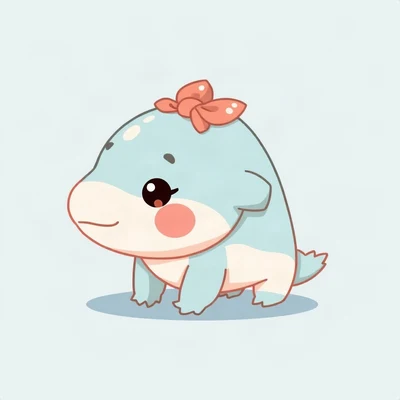 cute pfp — tiny axolotl, soft sky blue palette, tiny bow on head