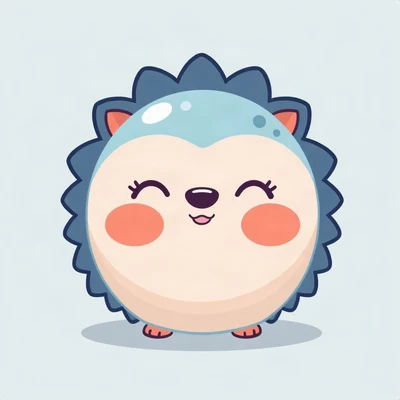 cute pfp — round hedgehog, soft sky blue palette, rosy blush cheeks