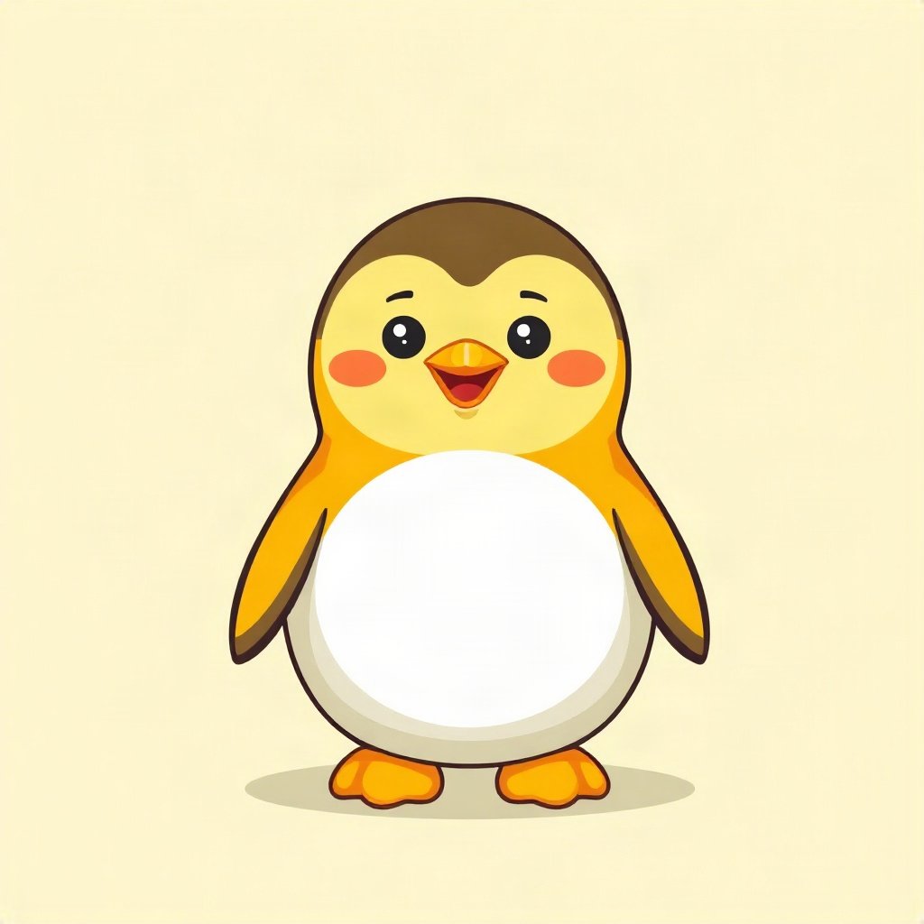 cute pfp — round penguin, butter yellow palette, tiny open-mouth smile