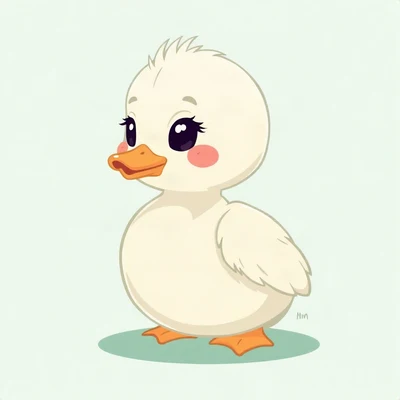 cute pfp — baby duckling, mint and cream palette, rosy blush cheeks