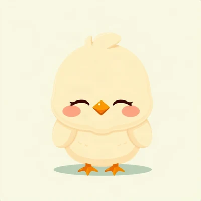 cute pfp — fluffy baby chick, mint and cream palette, closed happy eyes