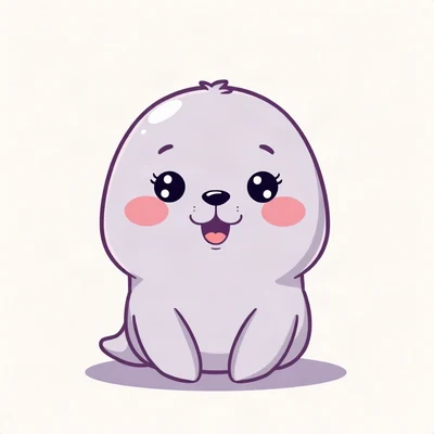 cute pfp — happy seal pup, lavender blush palette, tiny open-mouth smile