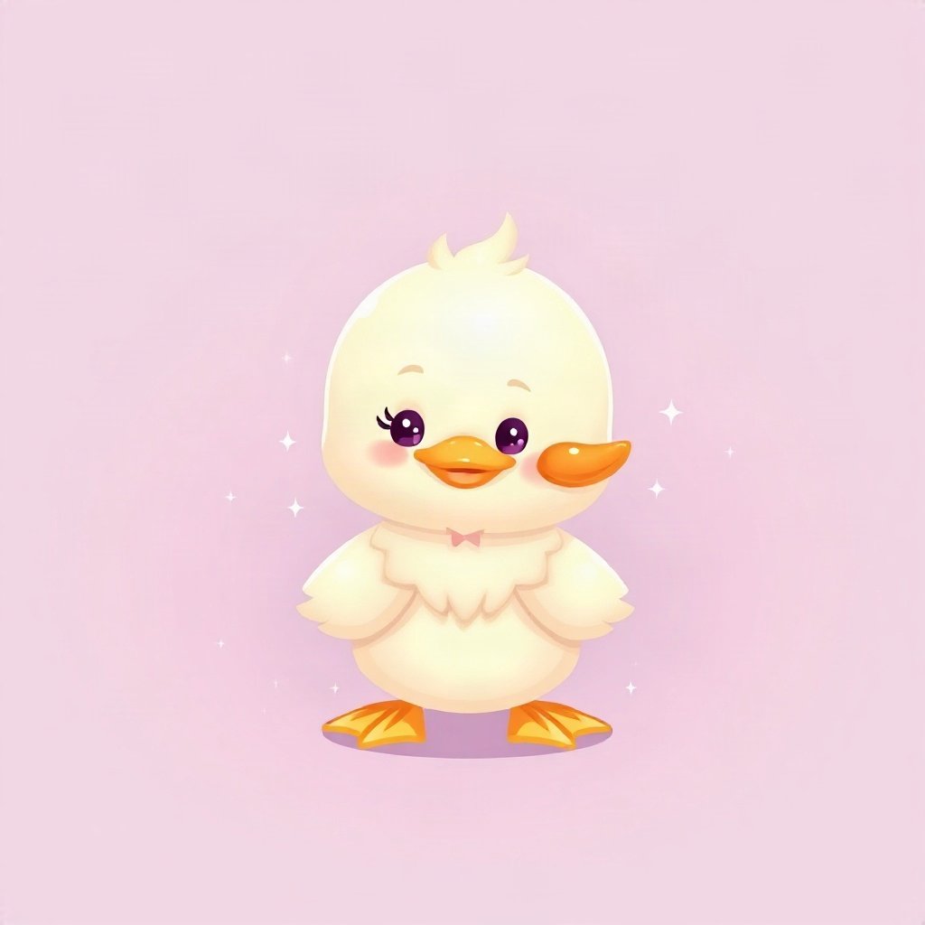 cute pfp — baby duckling, lavender blush palette, small sparkles around