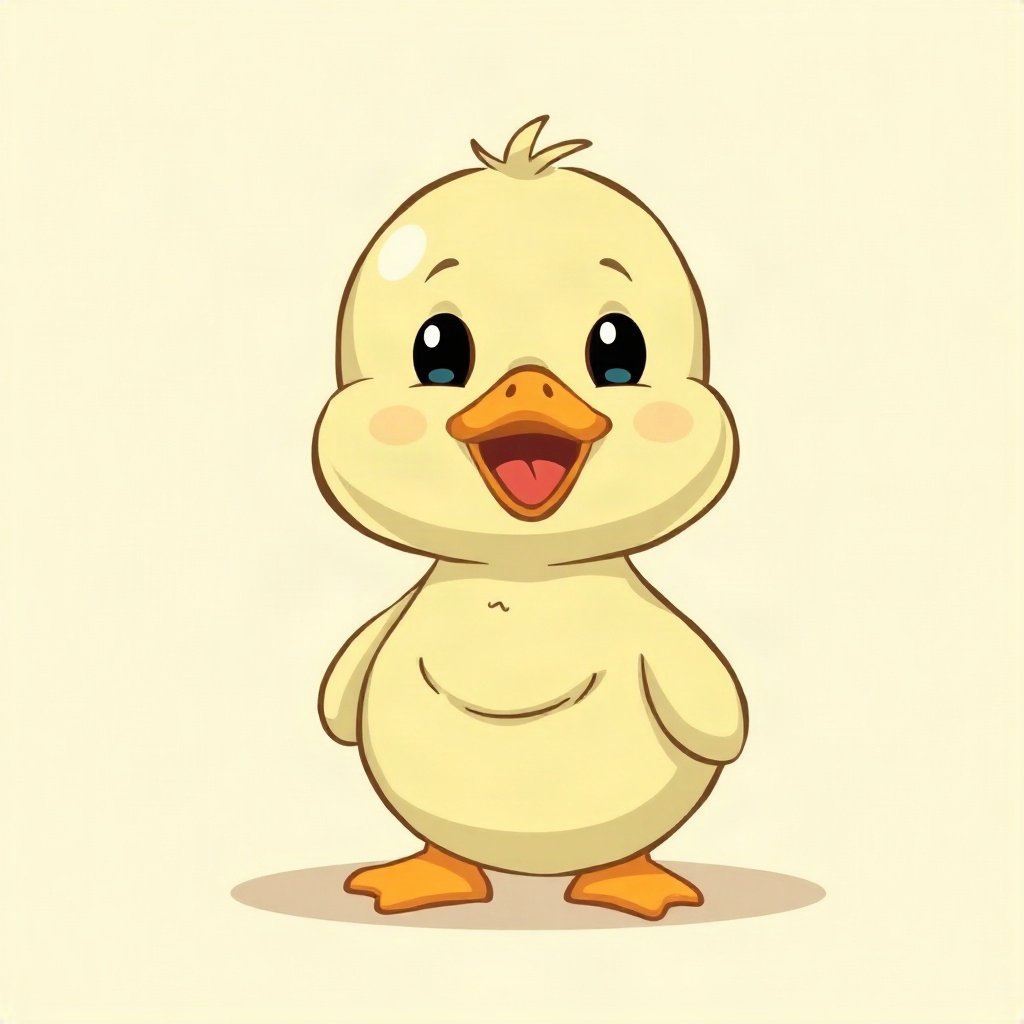 cute pfp — baby duckling, sage green pastel palette, tiny open-mouth smile