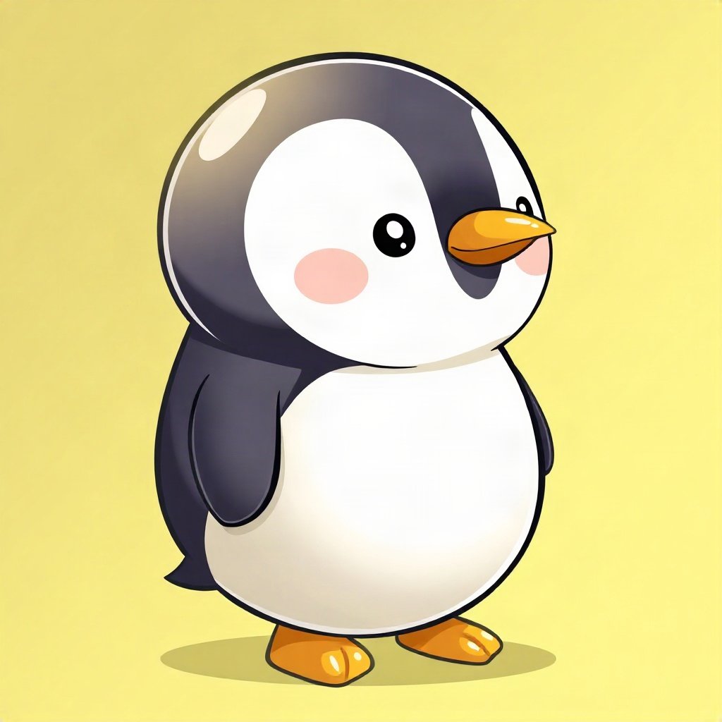 cute pfp — round penguin, butter yellow palette, tiny open-mouth smile
