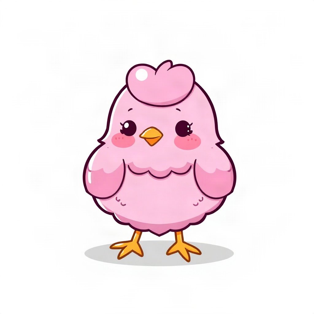 cute pfp — fluffy baby chick, lavender blush palette, rosy blush cheeks