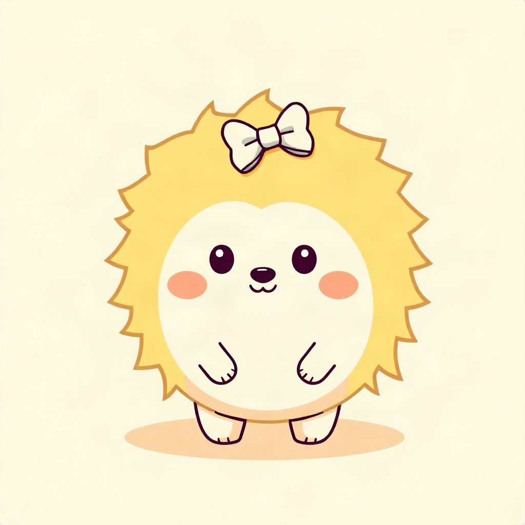 cute pfp — round hedgehog, butter yellow palette, tiny bow on head