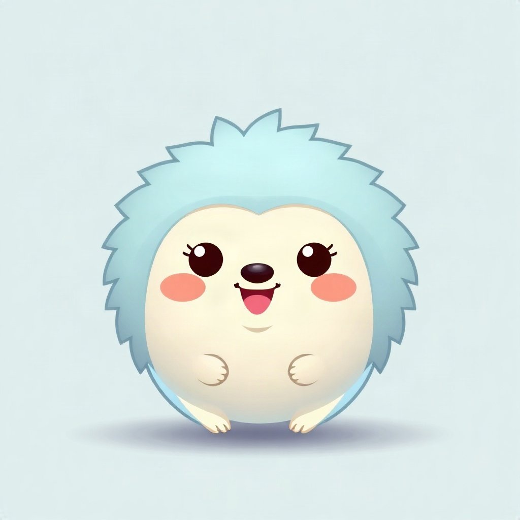 cute pfp — round hedgehog, soft sky blue palette, tiny open-mouth smile