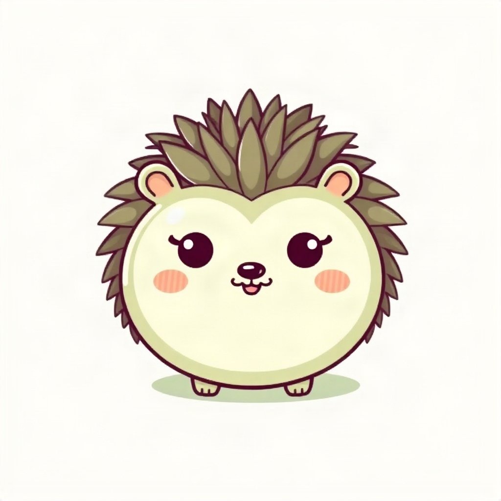 cute pfp — round hedgehog, sage green pastel palette, tiny open-mouth smile