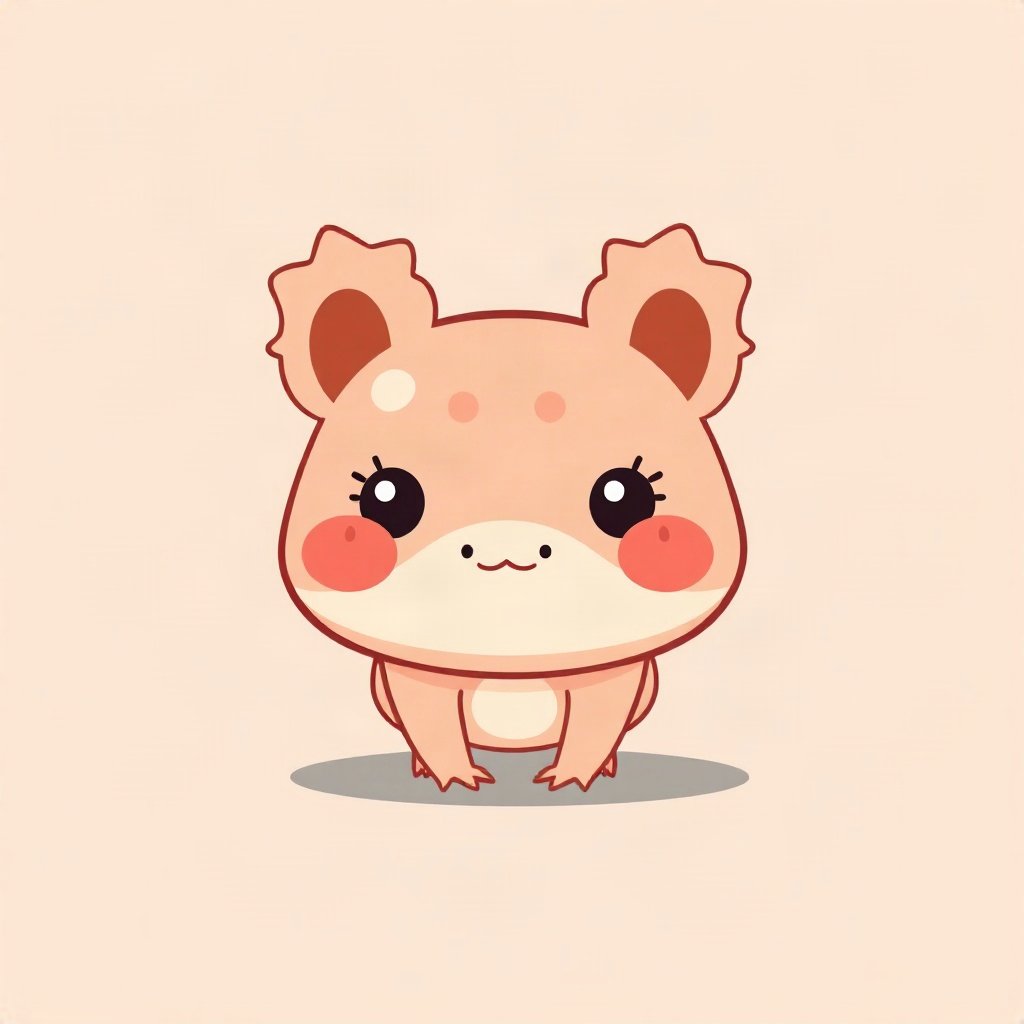 cute pfp — tiny axolotl, peach and cream palette, tiny open-mouth smile