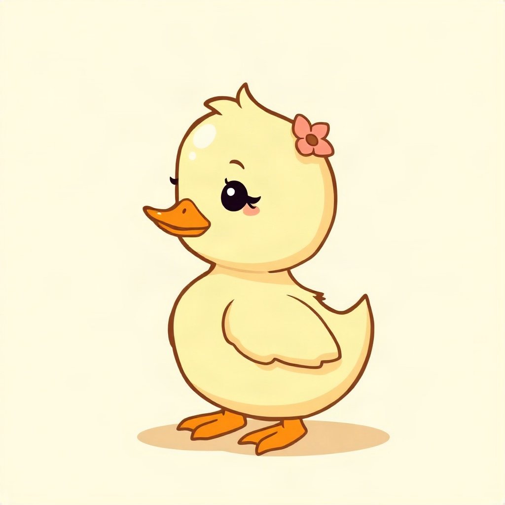 cute pfp — baby duckling, butter yellow palette, tiny flower accessory