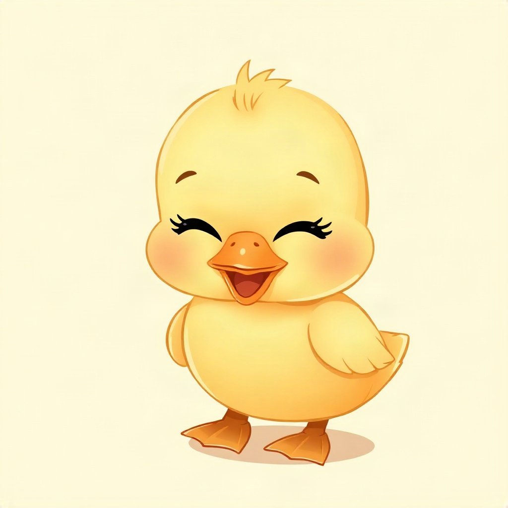 cute pfp — baby duckling, butter yellow palette, closed happy eyes