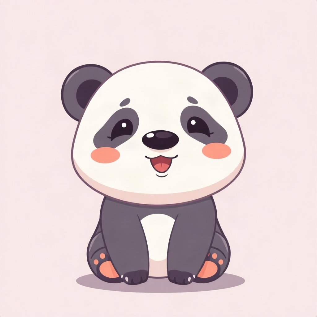 cute pfp — baby panda, lavender blush palette, tiny open-mouth smile