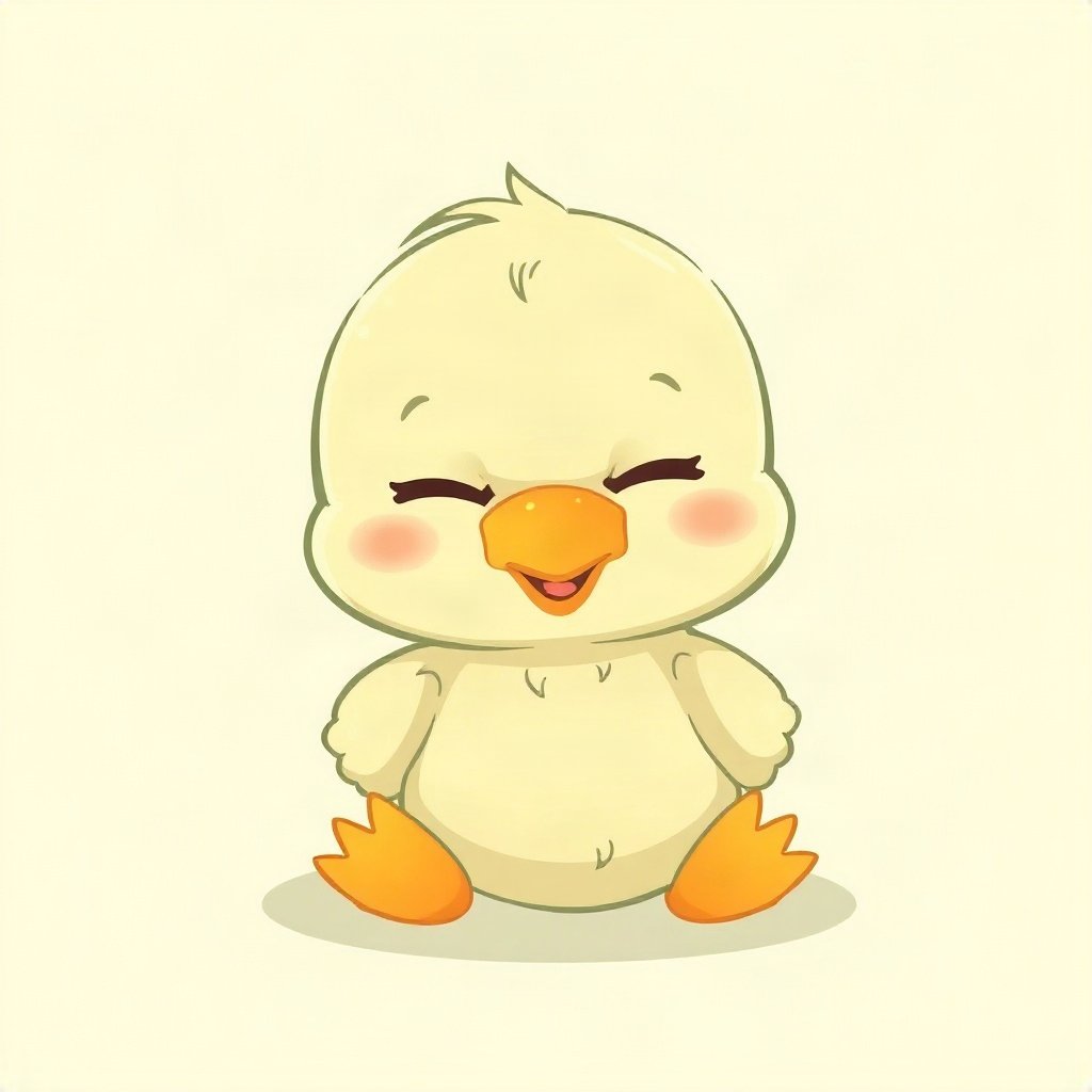 cute pfp — baby duckling, sage green pastel palette, closed happy eyes