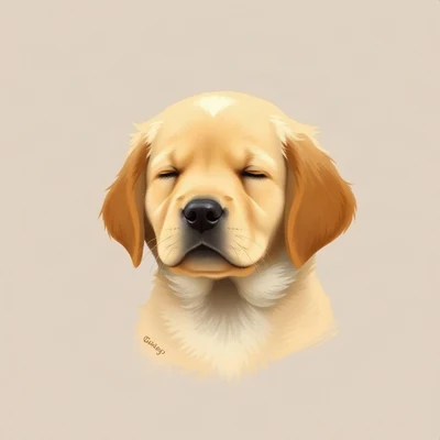 dog pfp — golden retriever puppy, digital painting style