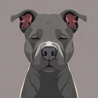dog pfp — grey pitbull with sweet eyes, flat vector illustration style