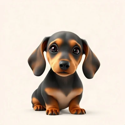 dog pfp — dachshund puppy, soft 3d render style