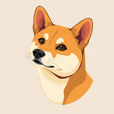 dog pfp — shiba with confident look, flat vector illustration style