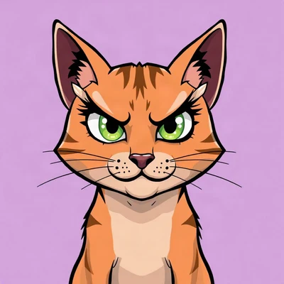 funny pfp — cat, dramatic wide-eyed side-eye, solid lilac background
