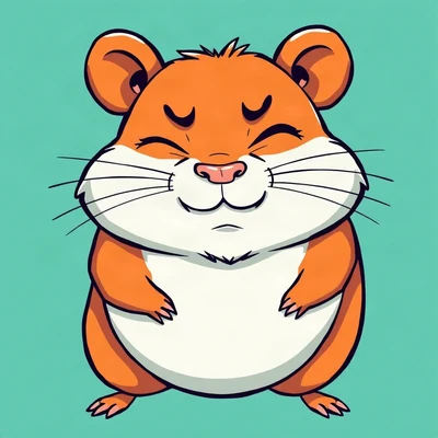 funny pfp — hamster, smug half-lidded grin, solid teal background