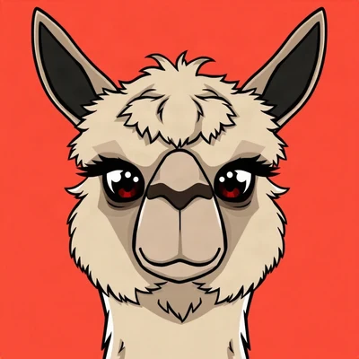 funny pfp — llama, completely unimpressed flat stare, solid coral background