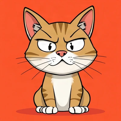 funny pfp — cat, completely unimpressed flat stare, solid coral background