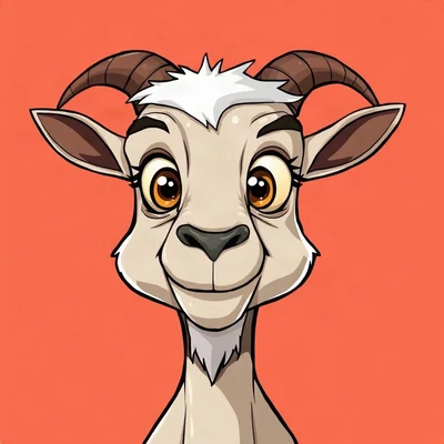 funny pfp — goat, dramatic wide-eyed side-eye, solid coral background