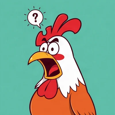 funny pfp — chicken, shocked open mouth gasp, solid teal background