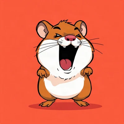 funny pfp — hamster, screaming with joy cartoon style, solid coral background