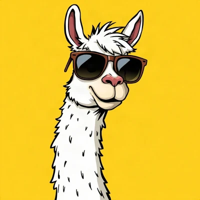 funny pfp — llama, oversized sunglasses slipping off, solid yellow background