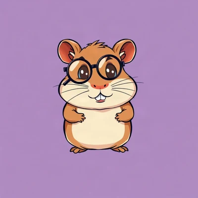 funny pfp — hamster, wearing a monocle looking judgmental, solid lilac background