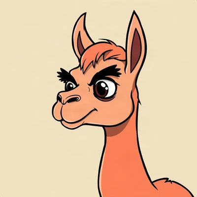 funny pfp — llama, dramatic wide-eyed side-eye, solid coral background