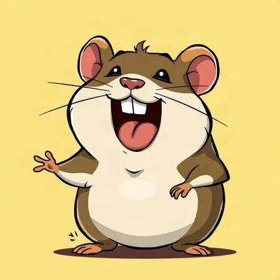 funny pfp — hamster, screaming with joy cartoon style, solid yellow background