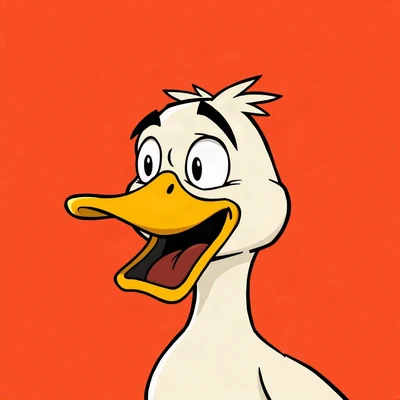funny pfp — duck, shocked open mouth gasp, solid coral background