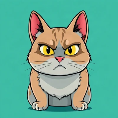 funny pfp — cat, completely unimpressed flat stare, solid teal background
