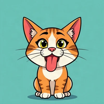 funny pfp — cat, tongue-out derpy expression, solid teal background