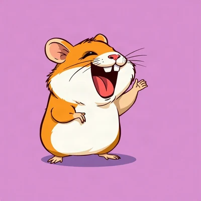 goofy pfp — hamster, screaming with joy cartoon style, solid lilac background