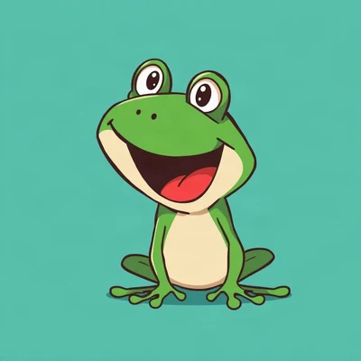 goofy pfp — frog, screaming with joy cartoon style, solid teal background